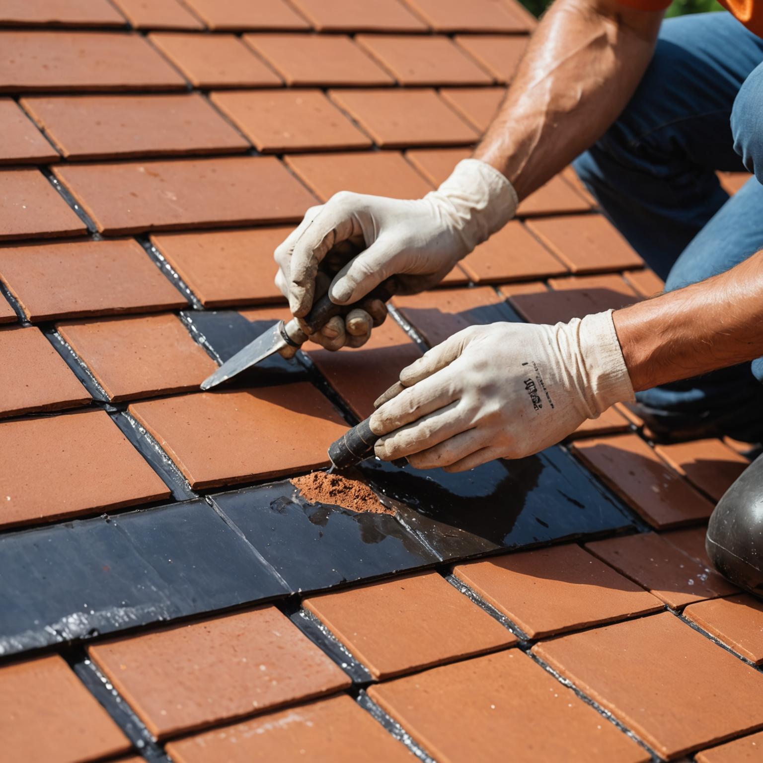 Leak repair work on a Malaysian tile roof